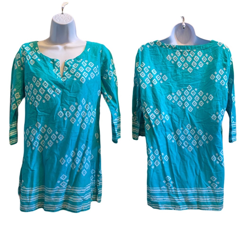 NEW! Old Navy turquoise & white tunic M